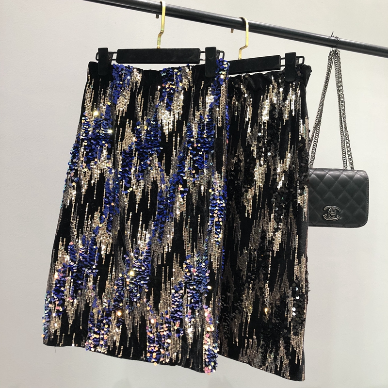 半身裙春季新款女士闪闪珠片