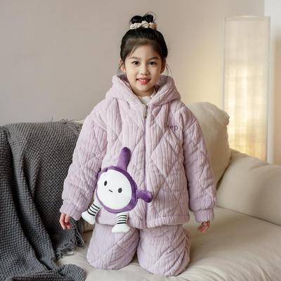 冬季女童卡通保暖家居服套装