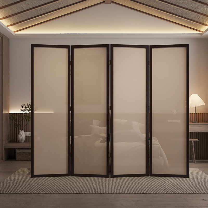 中式简约实木折叠移动屏风