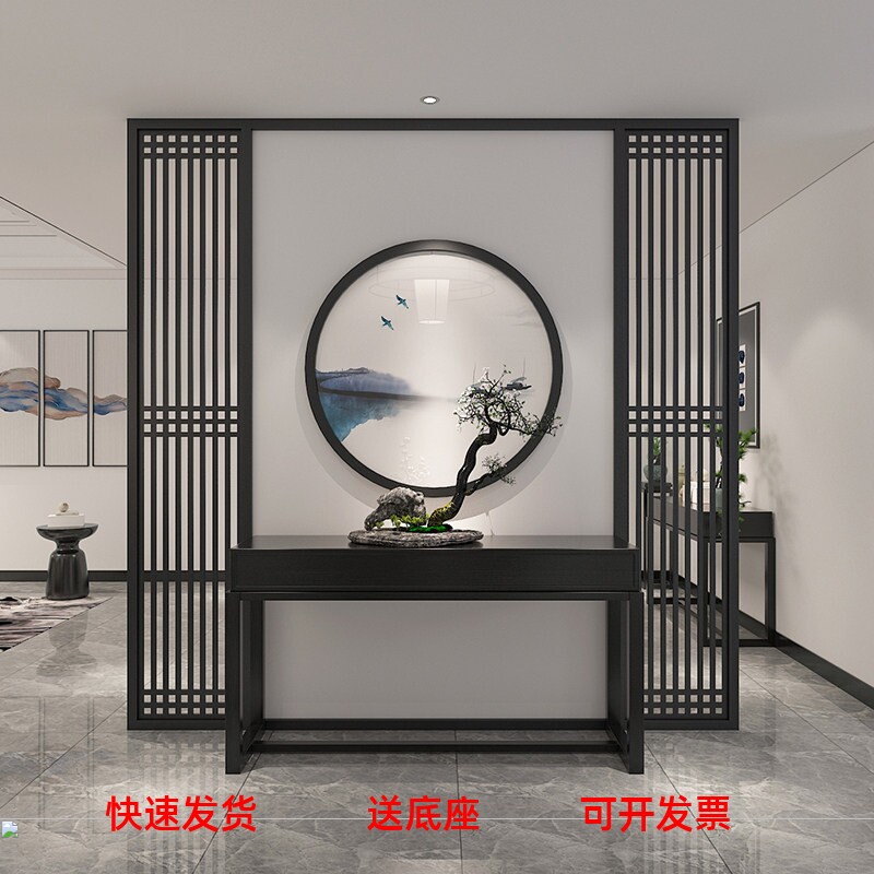 福维尼实木玄关圆形屏风包安装