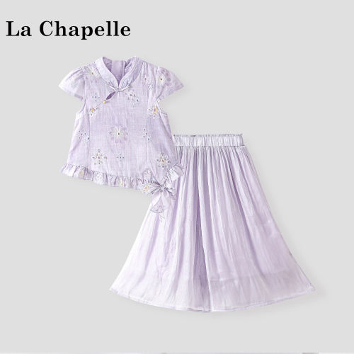 La Chapelle【拉夏贝尔】夏季女童新中式提花上衣两件套LD2927