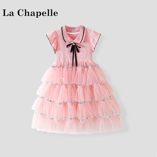 La Chapelle【拉夏贝尔】夏季甜美女童学院风蛋糕连衣裙LD2773