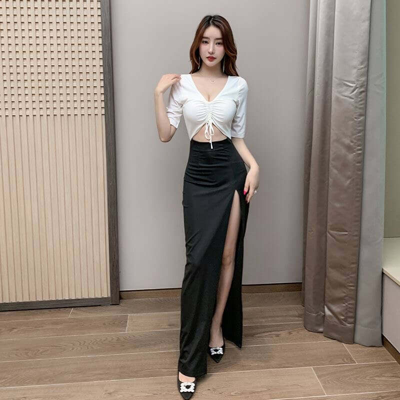 夜店女装气质性感晚礼服夜场桑拿足浴沐足技师工作服低胸连衣裙夏
