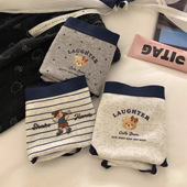 可爱甜美中腰少女生三角裤 英伦小熊卡通印花内裤 女士纯棉2025新款