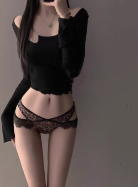 辣欲双飒*小众设计纯欲辣妹蕾丝经典豹纹镂空低腰三角裤女士内裤