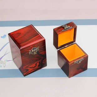 红木印章盒私章图章书法印鉴复古收纳盒子实木质竖式文玩手把件盒