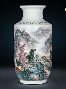 景德镇陶瓷落地大花瓶名家手绘江南风情粉彩装饰摆件开业庆典礼品