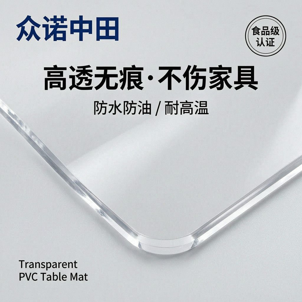 进口食品级桌垫加厚耐高温防水防烫无味透明磨砂长方形茶几餐桌布图片