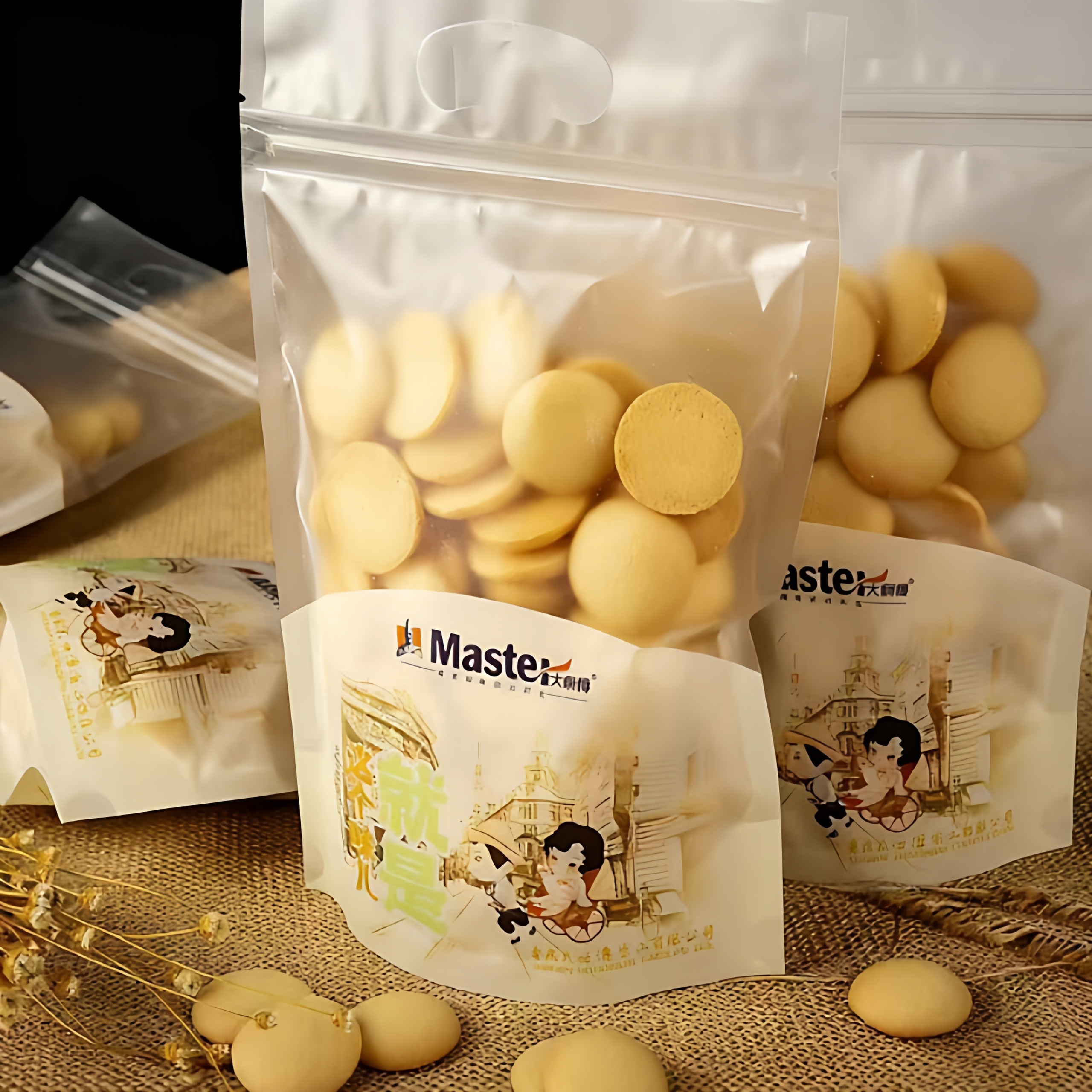 双11大师傅蛋黄元鸡蛋小圆饼干100g*3袋鸡蛋饼干休闲零食糕点小吃