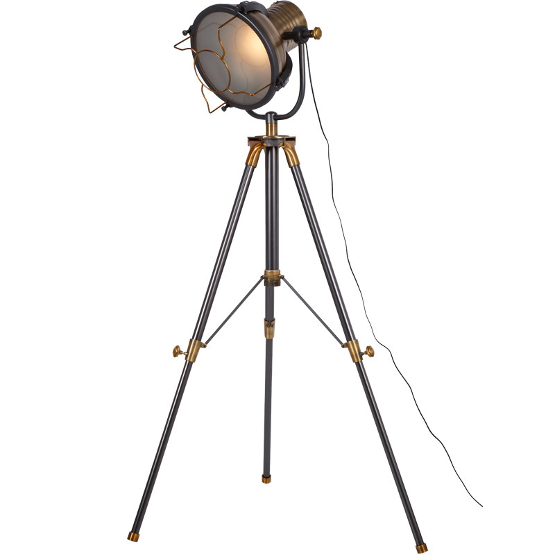 复古工业风咖啡厅书房客厅酒吧三角架落地灯重金属美式铁甲武士灯