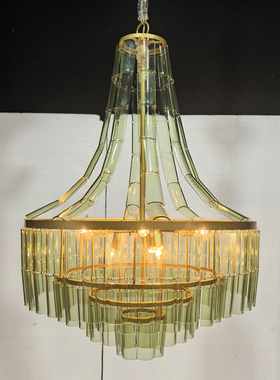 法式绿色蜡烛枝形客厅酒店吊灯中古餐厅复古Vintner Blanc圆形灯