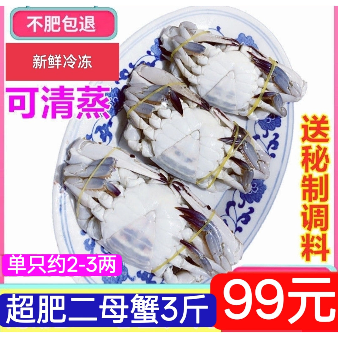 3斤二母蟹梭子蟹三角蟹大母蟹鲜冷冻野生公蟹白蟹飞蟹海鲜香辣蟹,水产肉类/新鲜蔬果/熟食,梭子蟹,淘宝优惠券,粉丝福利购,淘宝优惠卷