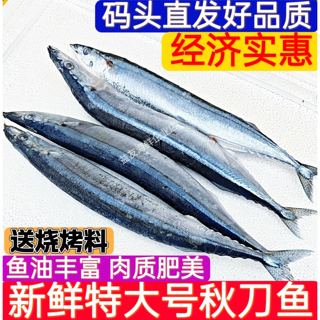 【特大号今年新货】新鲜秋刀鱼冷冻特大号日式料理烧烤深海鱼食材图片