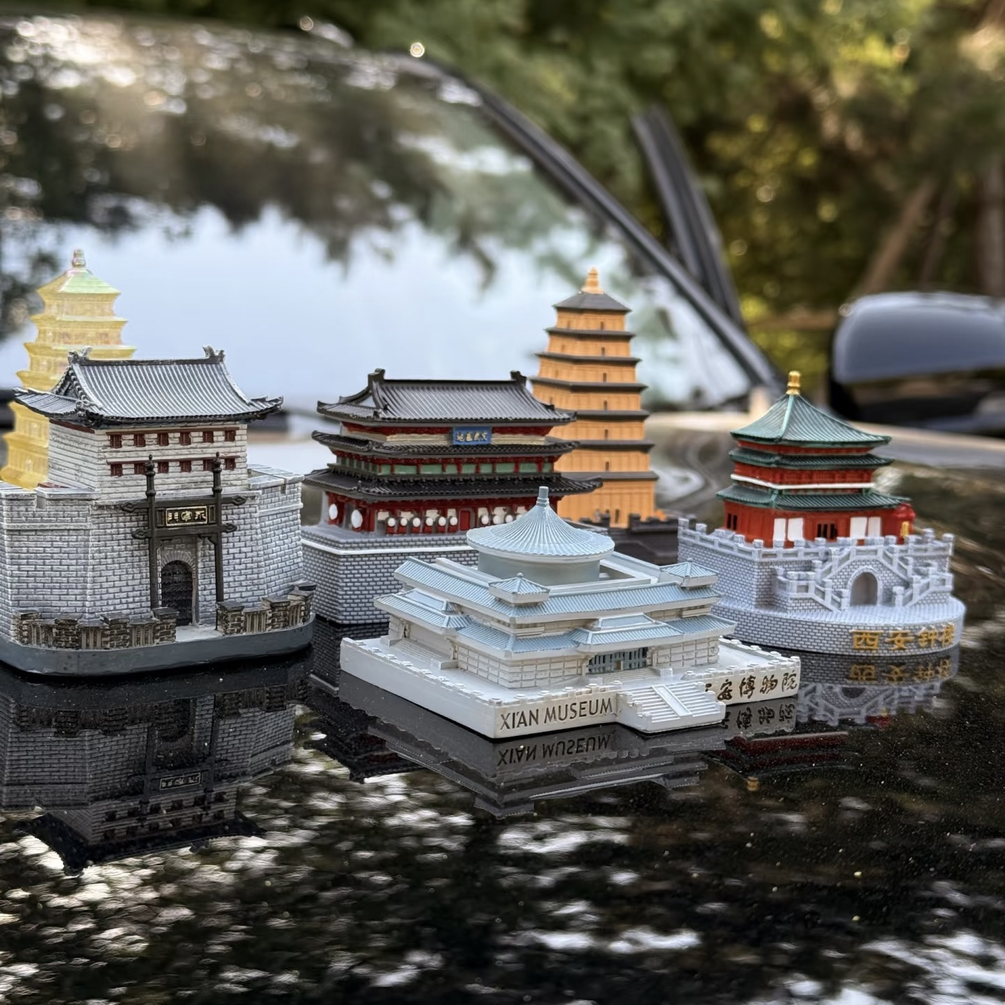 西安城市景点古建筑发光冰箱贴