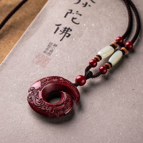 天然朱砂时来运转吊坠男士帅气挂件古风项链高档情侣招财脖子挂件