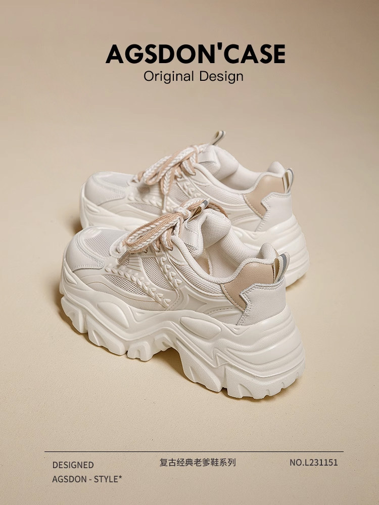 Женская обувь Daddy shoes, новинка 2025 года, летняя и осенняя спортивная обувь на толстой подошве увеличенного размера, белая универсальная повседневная женская обувь, тонкая и дышащая Изображение 1