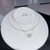 诸暨珍珠3 4MM珍珠项链加高光s925纯银路路通9 10mm珍珠耳钉3件套