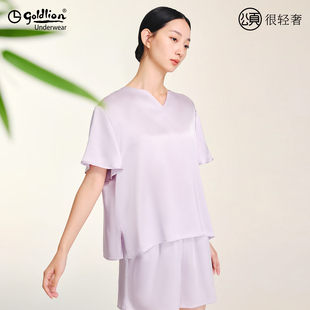 金利来颂系列19姆米真丝家居服女短袖 印花桑蚕丝高端优雅睡衣 短裤