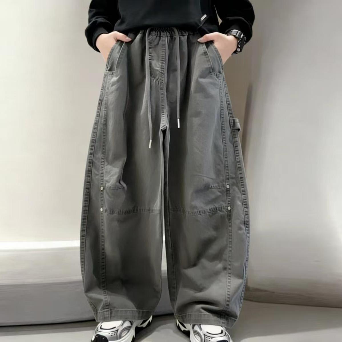 儿童裤子2026春夏秋款纯棉中大童宽松工装裤显瘦百搭款男童休闲裤