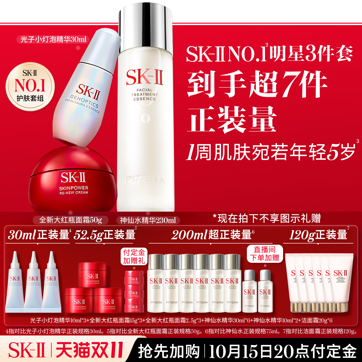 【双11抢先加购】SK-II神仙水精华面霜护肤套装礼盒礼物sk2skll