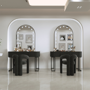 专业影楼化妆台带灯化妆师梳妆台工作室美容院婚纱店专用镜高级感