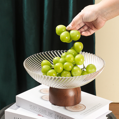 桔川新中式高脚玻璃水果盘