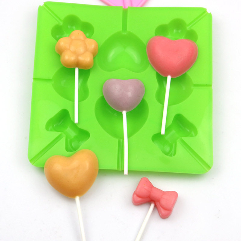 蝴蝶结爱心造型硅胶冰格模具家用自制卡通可爱棒棒糖布丁果冻磨具