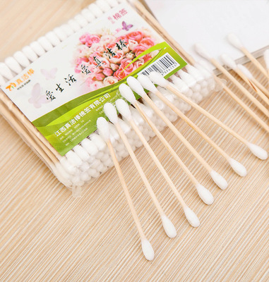 100只棉签化妆卸妆掏耳勺纯棉双头棉签一次性清洁棉棒木棒抗菌