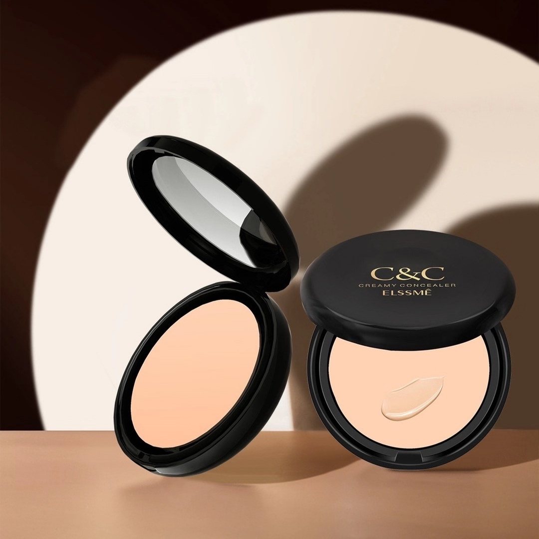 憶自美新品遮瑕粉底膏带美妆镜 隐形毛孔修饰肤色滋润不脱妆