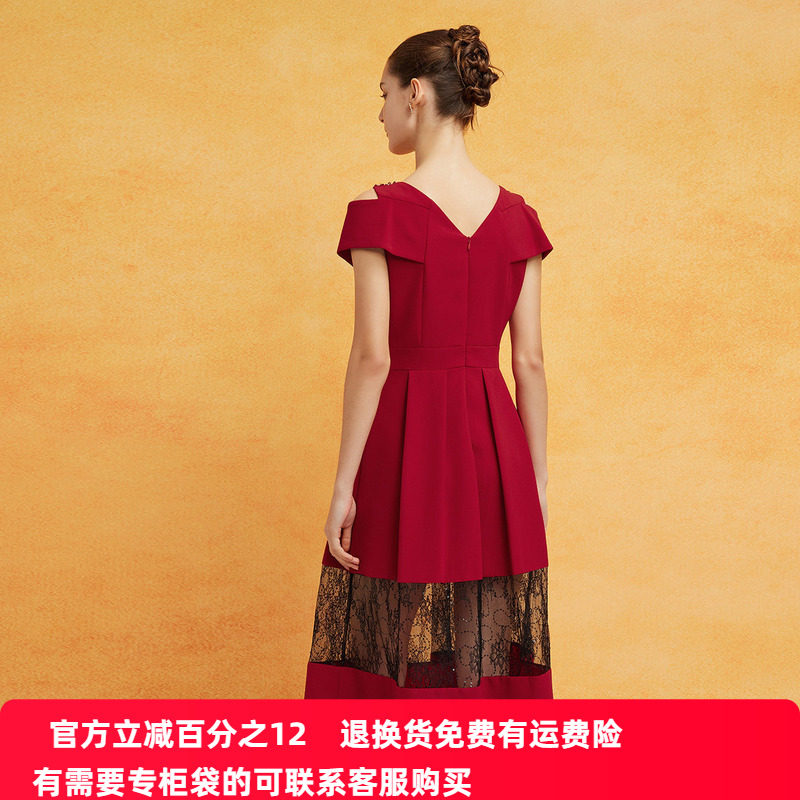 斯尔丽2024新款名媛淑女气质礼服露肩修身长款礼服宴会连衣裙