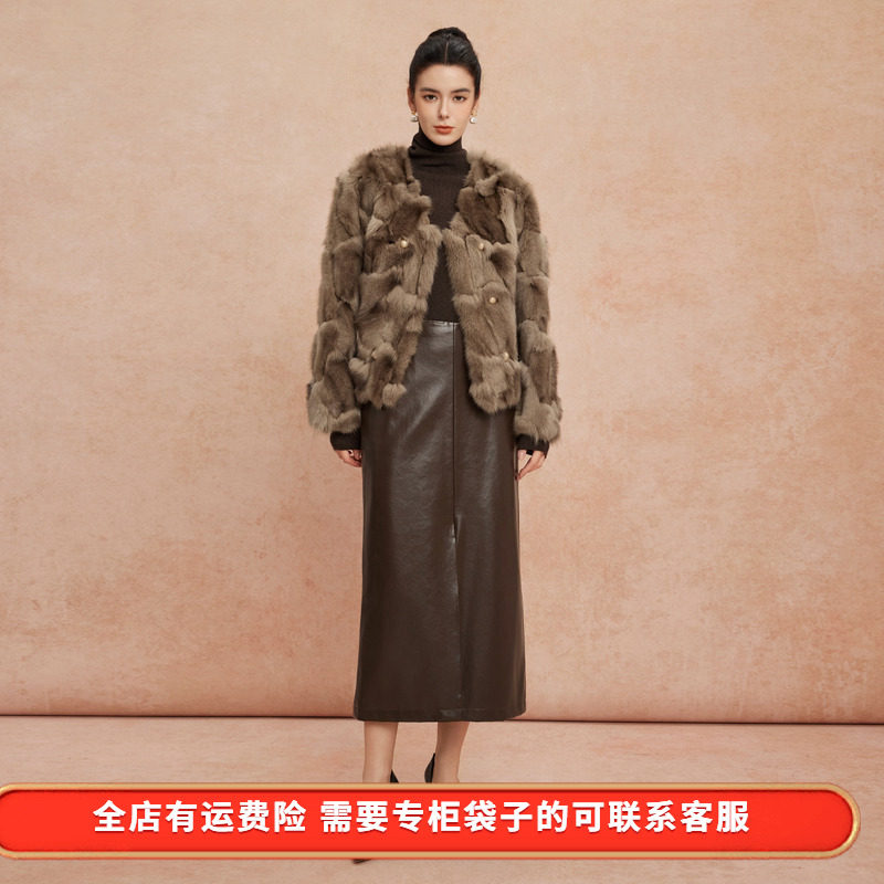 斯尔丽25冬季气质名媛小香轻奢狐狸毛女士甜美温柔时尚短皮草外套