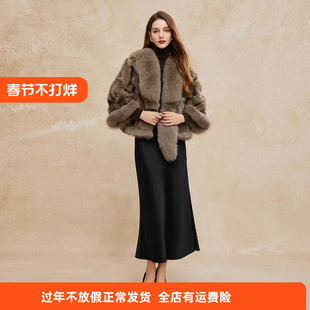 斯尔丽2024冬季新款奢华高贵狐狸毛时尚小个子气质名媛皮草外套