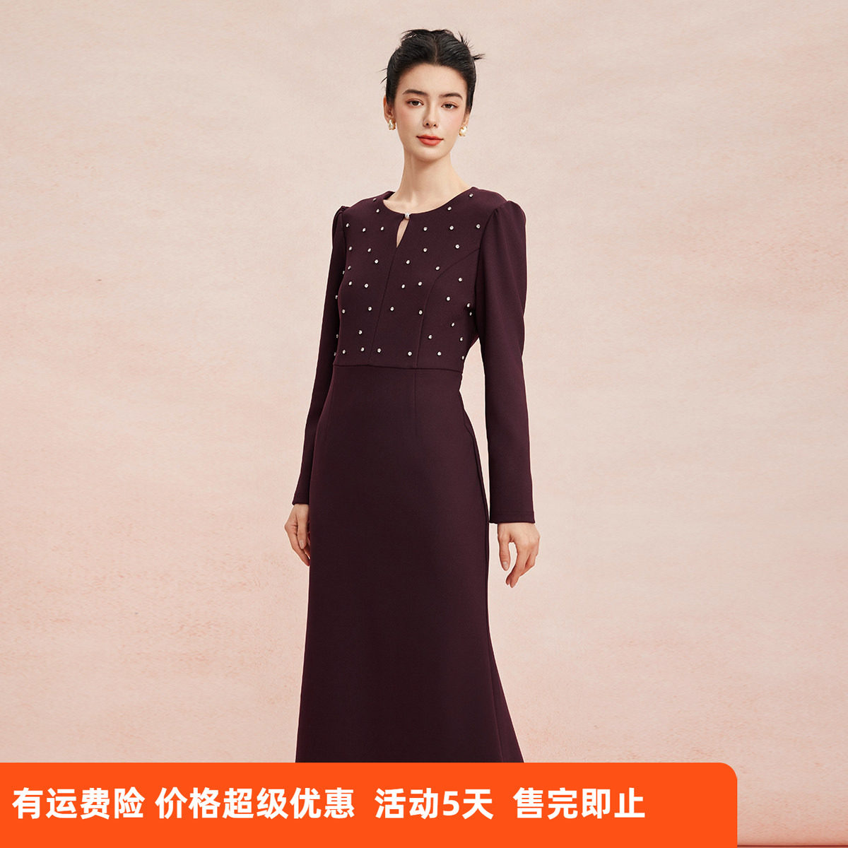 斯尔丽2026春季新款修身显瘦宴会约会着装奢华低调礼服连衣裙