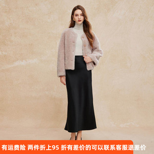 斯尔丽2024冬季新款高级感羊剪绒短款时尚女式外套