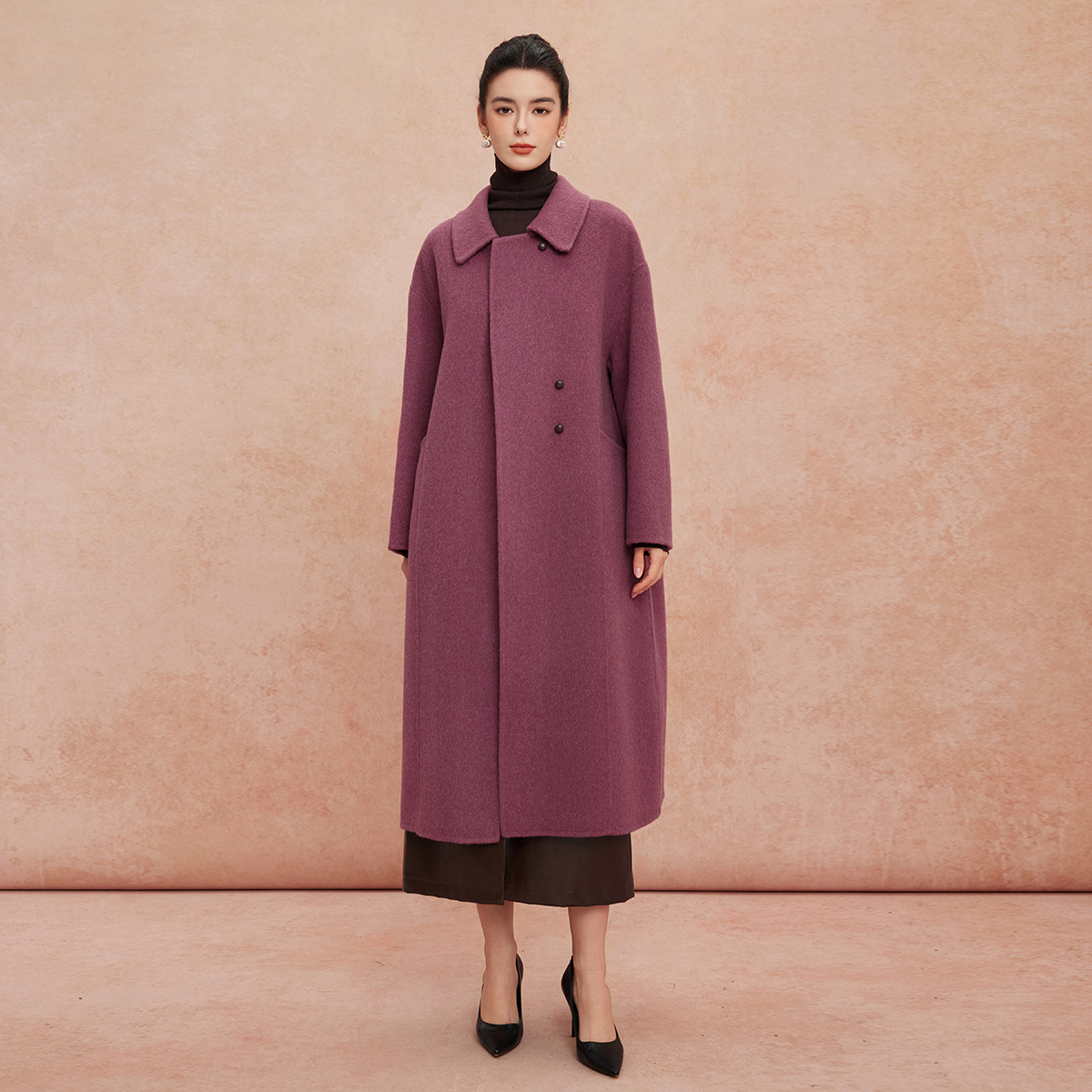 斯尔丽25新款性强韩版H廓形简洁大方高雅气质长大衣