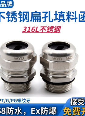 WYD 316L不锈钢扁孔电缆密封接头电伴热带葛格兰头防水防爆填料函