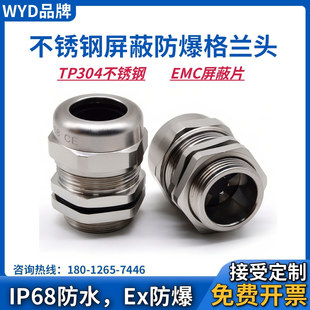 WYD不锈钢屏蔽电缆密封接头EMC防磁波防电磁波防爆格兰头4分DN20