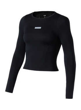 李宁女子长袖春款健身训练衣舒适百搭紧身运动透气速干衣AUDT010