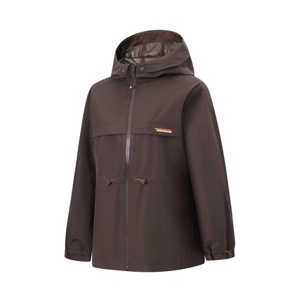 李宁防泼水运动风衣女子春秋款宽松防风连帽收腰休闲外套AFDU076