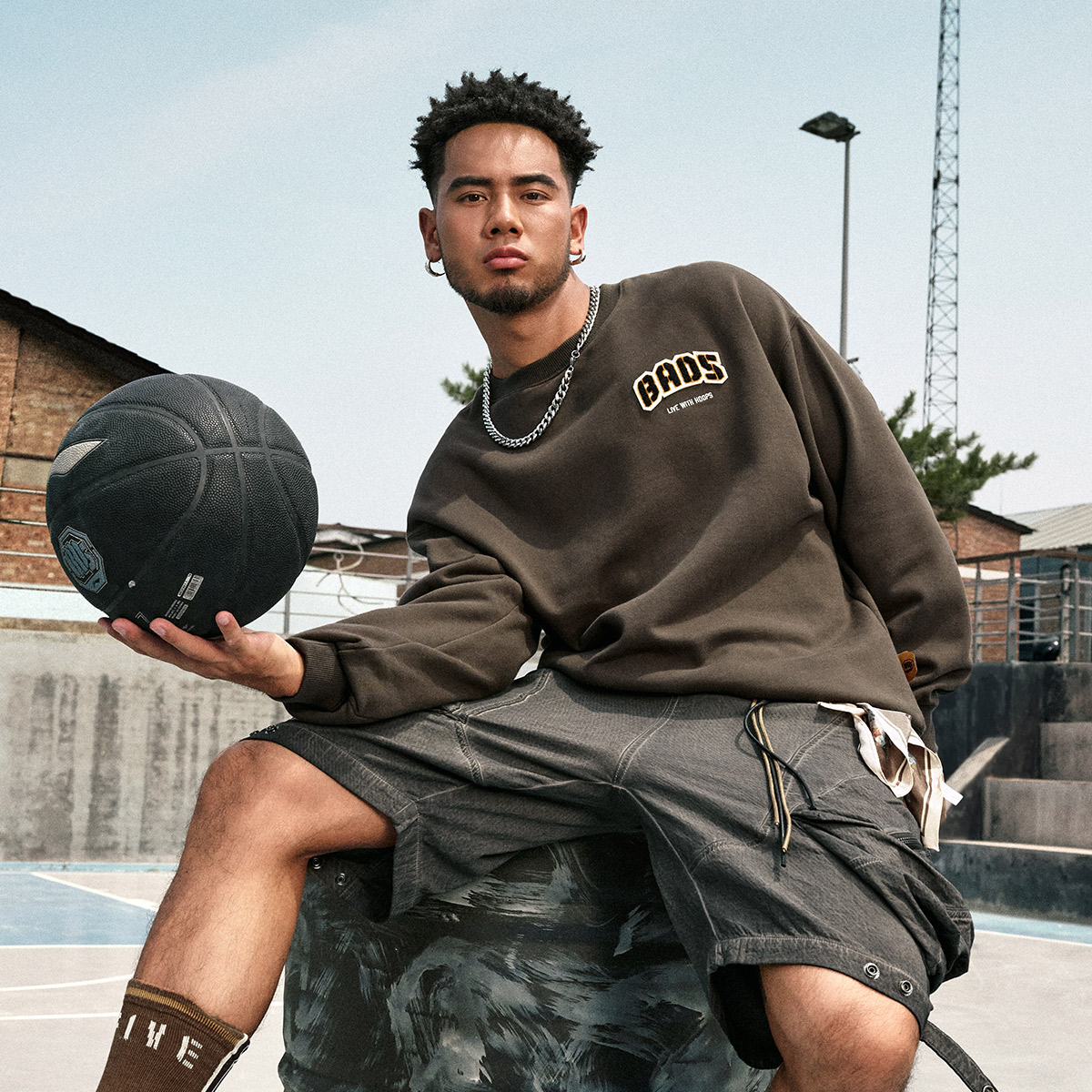 李宁男子加绒卫衣宽松套头圆领