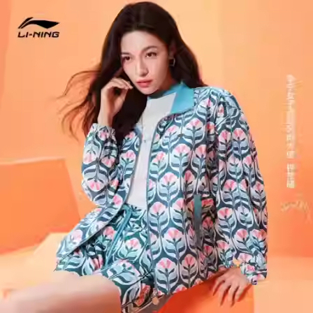 李宁钟楚曦同款外套运动潮流系列女子印花宽松休闲夹克女AJDT486