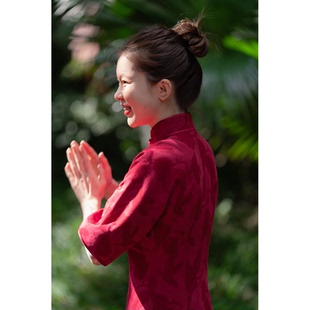 修身 旗袍真襟 原创秋冬纯棉真丝内里手工倒大袖 王逆天旗袍