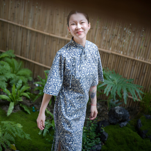 王逆天日常舒适感碎花倒大袖