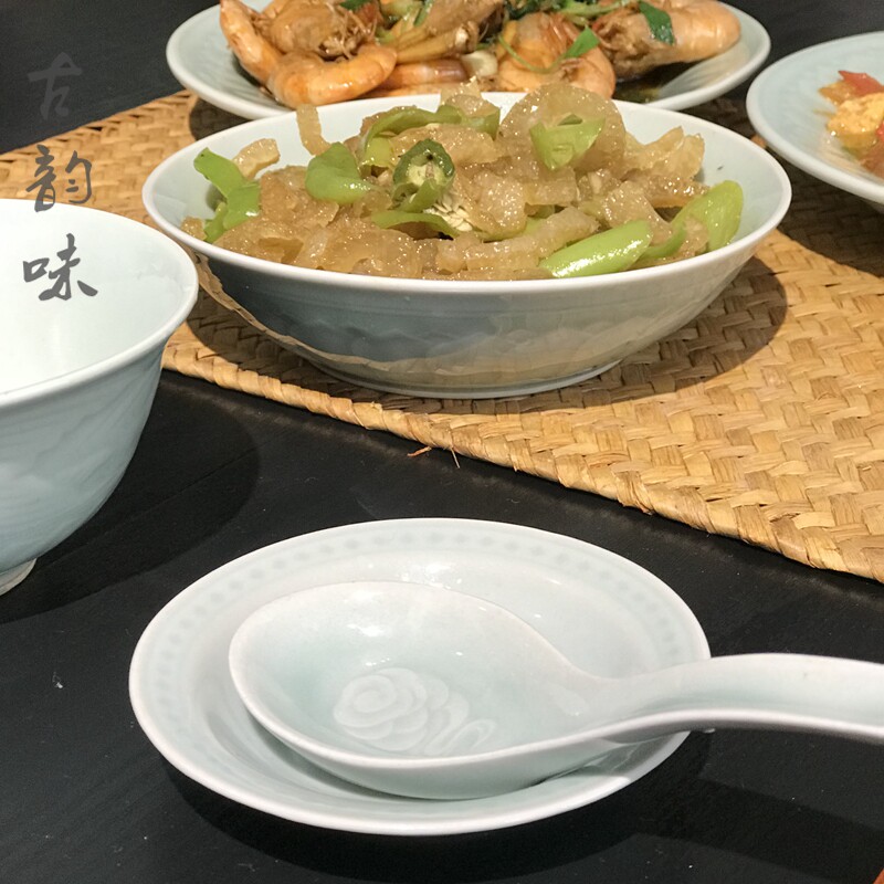 龙泉青瓷国营上垟老瓷器文革老货龙窑柴烧陶瓷  祥云 汤勺