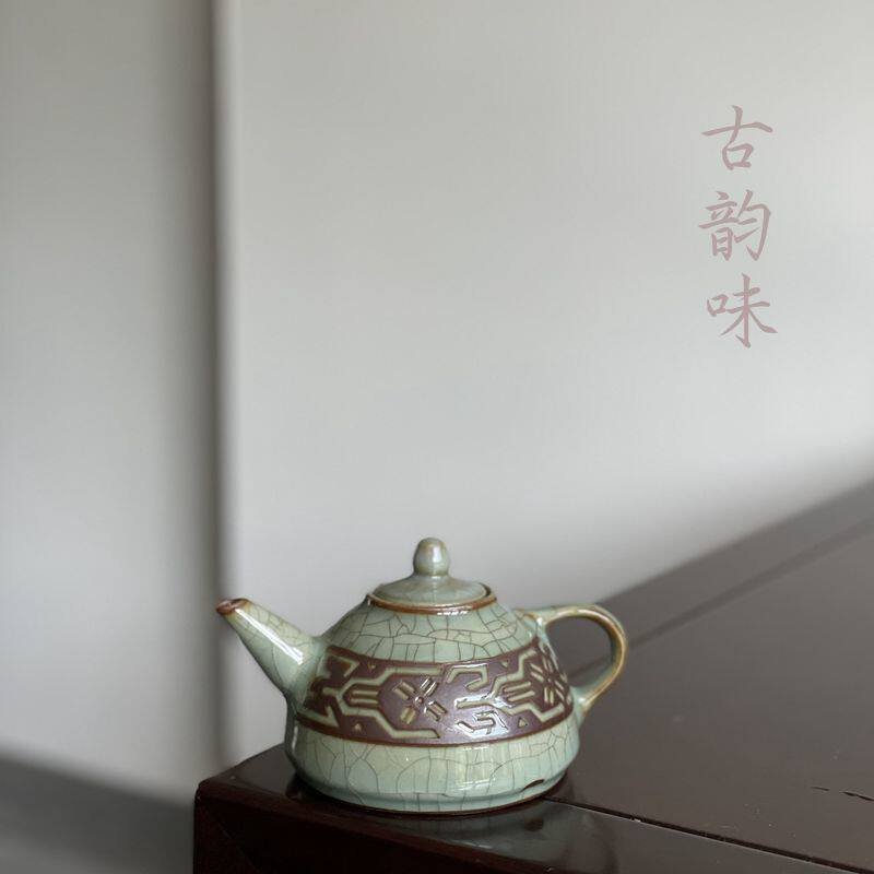 龙泉窑青瓷茶具国营老瓷器柴烧功夫茶具茶壶陶瓷单壶泡茶壶徐朝兴