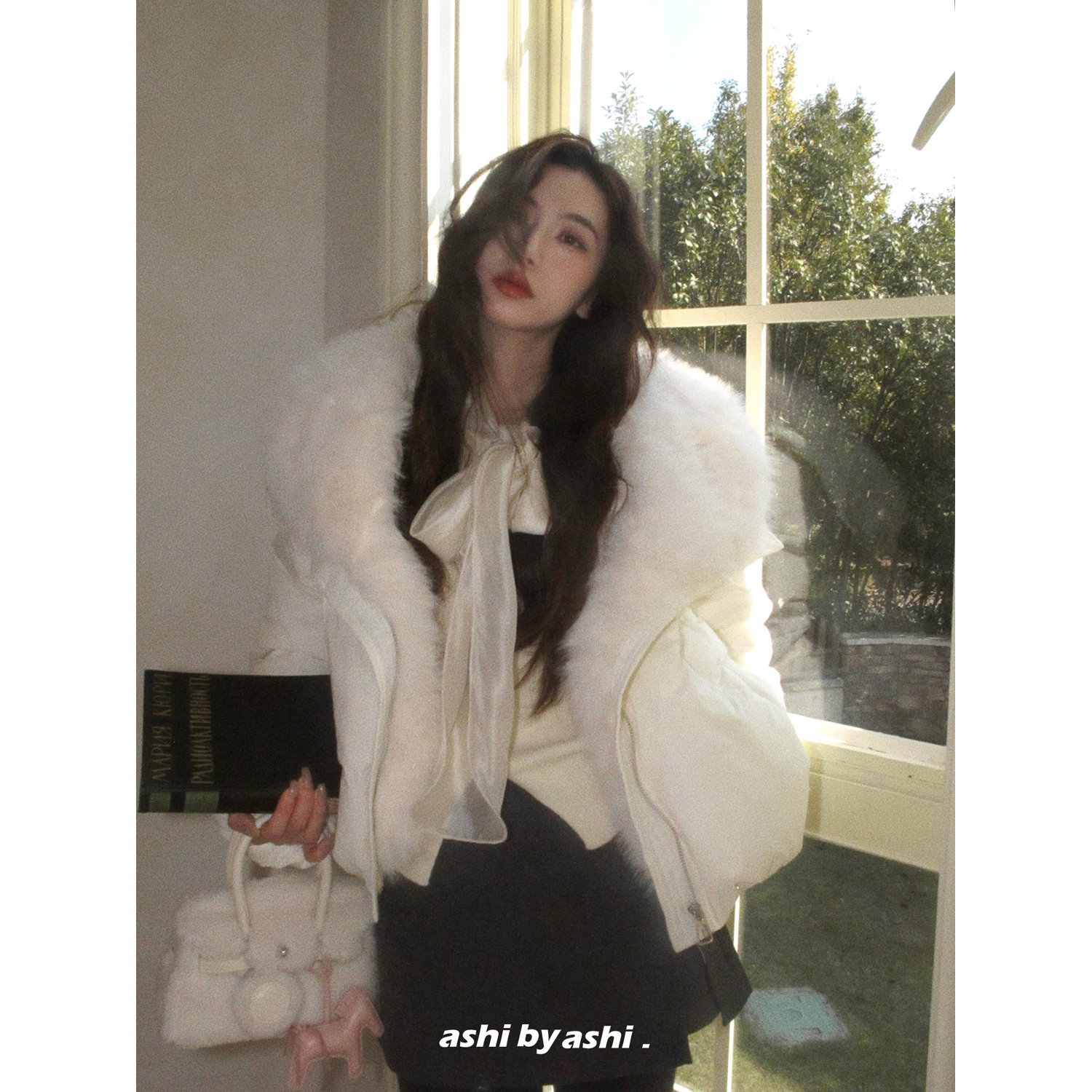 【11/24新品21点前七折】荆棘月光 拼接毛毛翻领保暖棉服女短外套