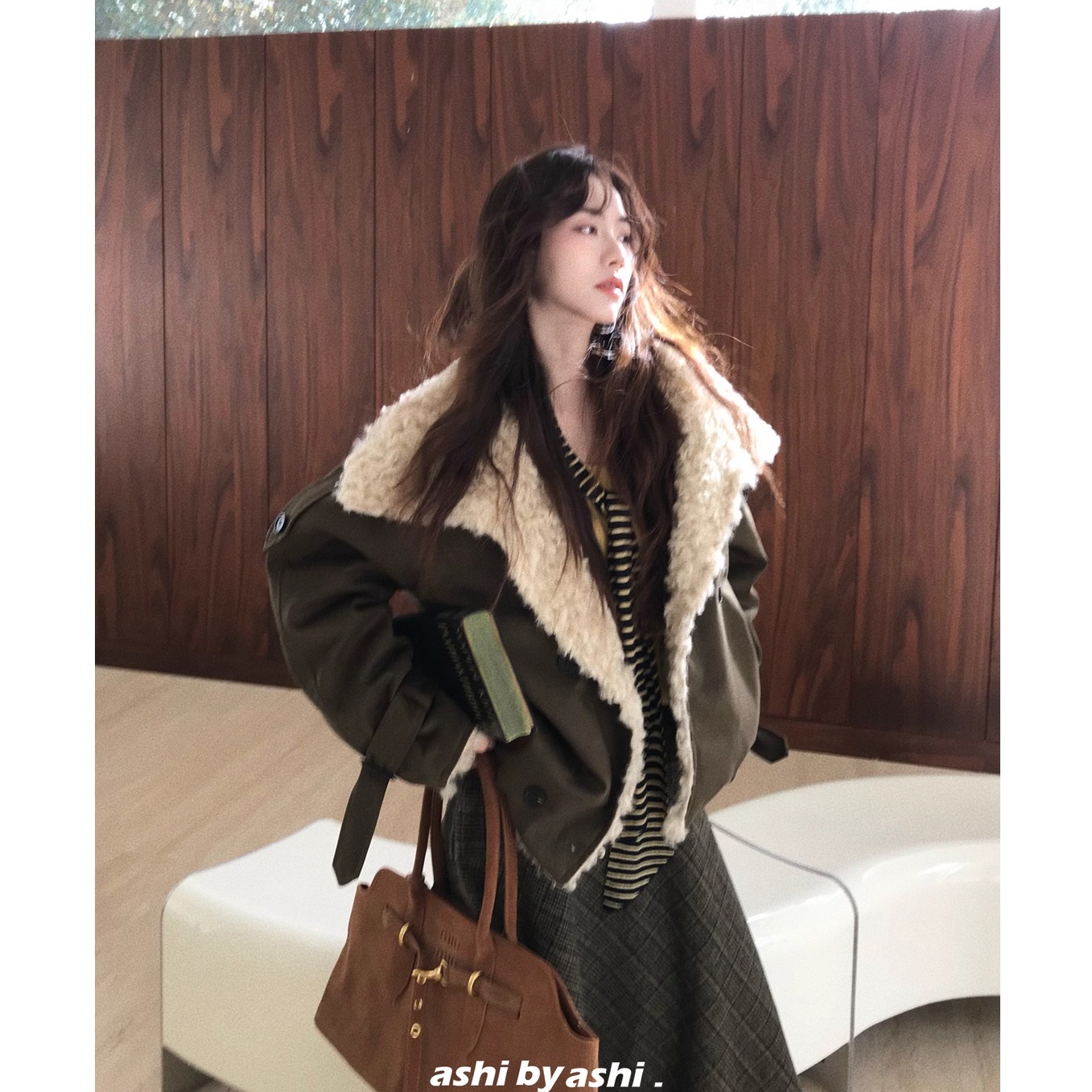 【12/08新品21点前七折】未至冬日 翻领加厚环保皮草皮毛一体外套