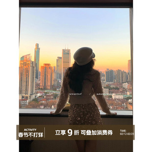 大于诗集 纸醉金迷 小香风设计感亮片短裙女亮闪闪A摆包臀半身裙