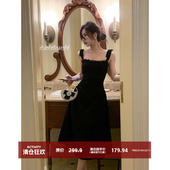 法式 大于诗集 夜奏圆舞曲 吊带赫本风蝴蝶结连衣裙女气质中长裙