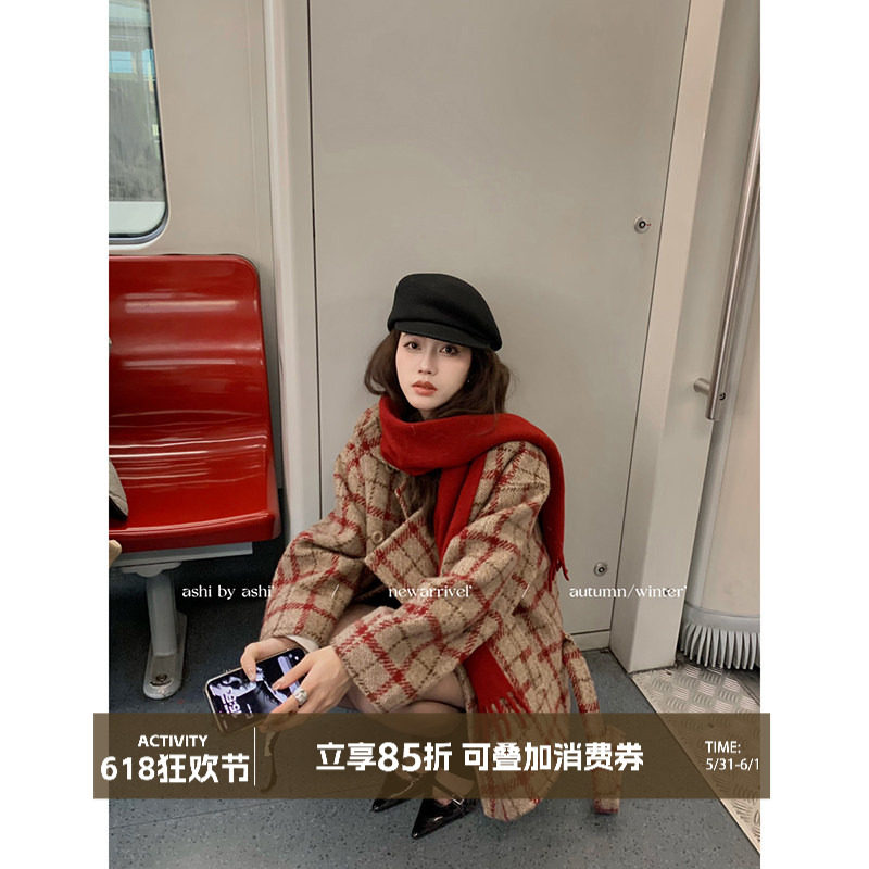 大于诗集 礼物甜心圣诞年味vintage英伦复古呢大衣加厚毛呢外套冬
